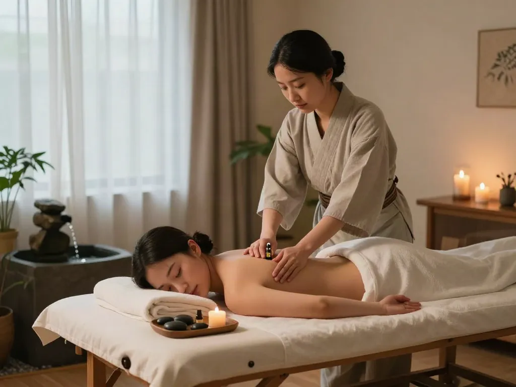 Relaxing 구리출장안마 session with essential oils in a tranquil home spa.